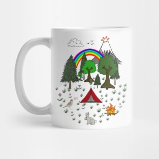 Cartoon Camping Scene Mug